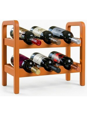 Braventa Collection 2 Katlı Ahşap Dekoratif Şaraplık Şık Modern Tasarım Şişe Viski Şampanya Içki Rafı Yıllandırma Dolabı