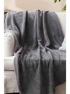 Braventa Collection Wellsoft Battaniye, Antrasit Televizyon Battaniyesi, Peluş, Polar Battaniye, Çift Kişilik 220 * 230