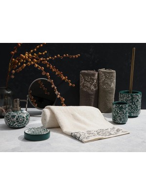 Braventa Collection Sty Akra Nakışlı Krem Havlu 50X90