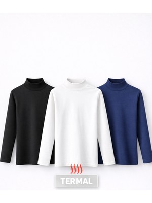 Mini Kanka Çocuk 3’lü Termal Boğazlı Uzun Kollu Tişört – Isı Tutan, Esnek Kumaş, Kışlık Içlik Seti