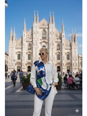 Anbly Collection Şal Detaylı Asimetrik Kesim Şık Kadın Gömlek