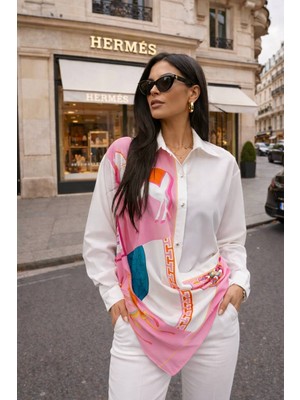 Anbly Collection Şal Detaylı Asimetrik Kesim Şık Kadın Gömlek