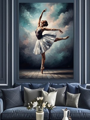 Karizma Tablo Sahnede Dans Eden Balerin Dekoratif Kanvas - Mdf Ahşap Tablo