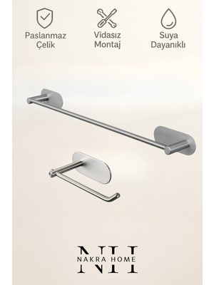 UltraMint Iki Parçalı Paslanmaz Çelik Havlu ve Tuvalet Kağıtlığı Seti, Neme Dayanıklı