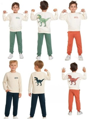 Lumino Dinozor Sırt Baskılı 2'li Erkek Çocuk Takım