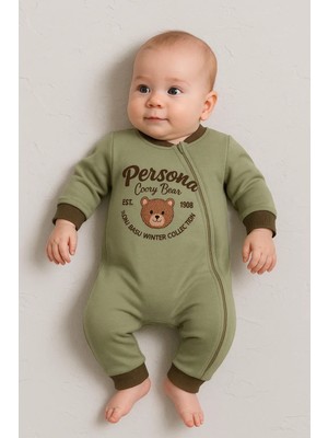 Veralya Persona Bear Nakışlı % 100 Pamuk Erkek Bebek Tulum