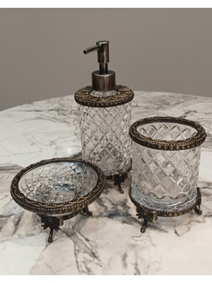 UltraMint 3'lü Eskitme Banyo Takımı, Şık ve Dayanıklı Tasarım
