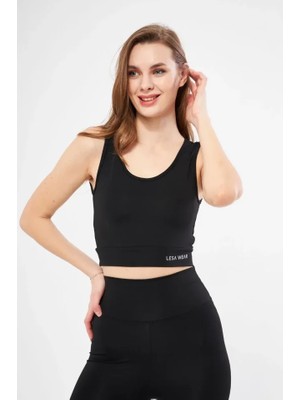 Başak Collection Kolsuz Dalgiç Baskılı Crop - Siyah