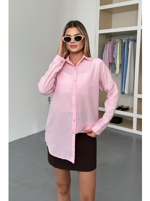 Jee Lee Kadın Uzun Kollu Basic Gömlek Pembe - 26Y 2130