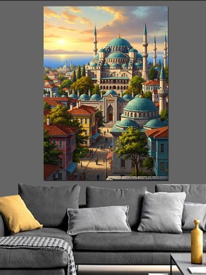 Artmeg Tarihi Istanbul Manzarası Dekoratif Kanvas - Mdf Ahşap Tablo