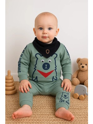 Veralya Oynar Gözlü Fularlı 3'lü Erkek Bebek Takımı