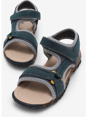Tonny Black Çocuk Unisex Lacivert Sarı Çoçuk Cırtlı Sandalet
