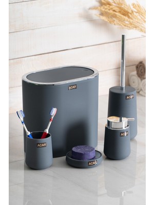 UltraMint Modern 5 Parça Banyo Seti, Şık ve Fonksiyonel Gri Tasarım