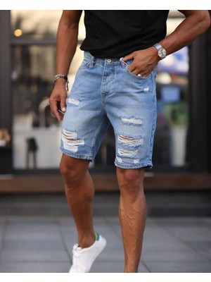 Başak Collection Erkek Mavi Boyfriend Detaylı Şort