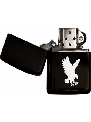 Braventa Collection Bk Gift Kartal Tasarımlı Siyah Benzinli Metal Çakmak