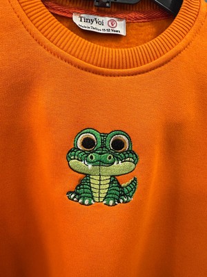 Tinyvoi Bisiklet Yaka Nakışlı 3 Iplik Şardonlu Çocuk Sweatshirt