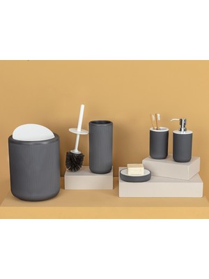 UltraMint Konforlu 5'li Banyo Seti, Yumuşak Gri Renkli ve Şık Tasarım