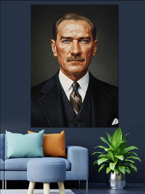 Artmeg Takım Elbiseli Atatürk Portresi Dekoratif Kanvas - Mdf Ahşap Tablo