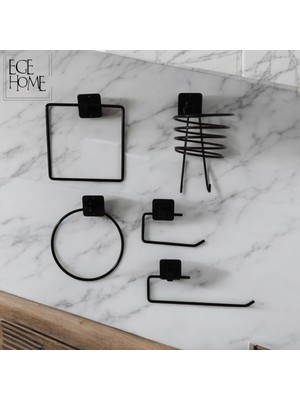 UltraMint Pratik ve Şık 5'li Banyo Aksesuar Seti, Havluluk, Tuvalet Kağıtlık, Fönlük, Peçetelik