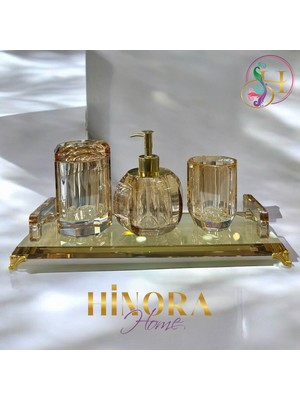 UltraMint Şık 3'lü Kristal Banyo Seti, Elegan Sabunluk ve Aksesuarlar