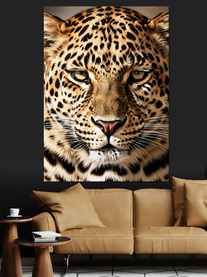 Artmeg Vahşi Leopar Yüzü Portresi Dekoratif Kanvas - Mdf Ahşap Tablo