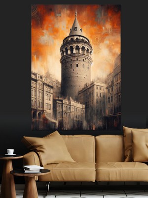 Artmeg Istanbul Galata Kulesi Manzarası Dekoratif Kanvas - Mdf Ahşap Tablo