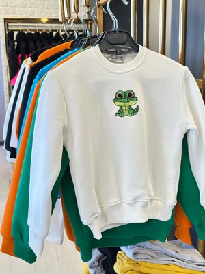 Tinyvoi Bisiklet Yaka Nakışlı 3 Iplik Şardonlu Çocuk Sweatshirt