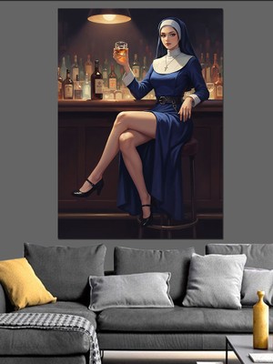 Tablomega Eski Elbise Giyen Kadın  Dekoratif Kanvas - Mdf Ahşap Tablo