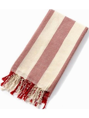 Braventa Collection Striped Peştemal Banyo Havlusu Plaj Havlusu Kırmızı