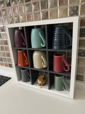 Ediz Ahşap %100 Mdf 9 Gözlü Mutfak Kahve Köşesi Raf Düzenleyisi