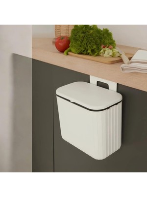 Braventa Collection Asılabilir Çöp Kovası Tırtıklı 8 Lt Beyaz