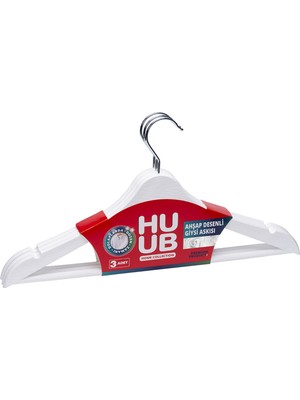 Huub Ahşap Desenli Askı 3'lü