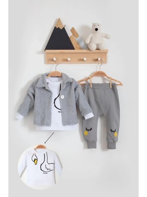 Veralya Peluş Hırkalı 3 Lü Kız Bebek Takım