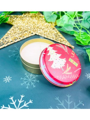 Braventa Collection Giftmoda Kırmızı Yeni Yıl Tasarımlı Kokulu Teneke Mum (Kırmızı)