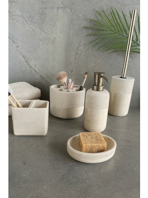 UltraMint Şık 5'li Banyo Seti - Bej Renkli ve Modern Tasarım