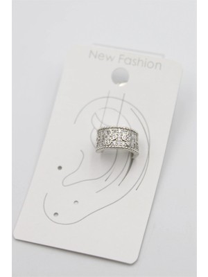 Remstdrk Taşlı Kıkırdak Küpe - Gümüş