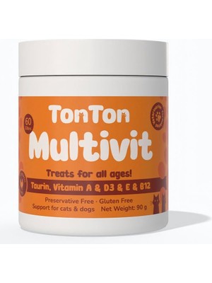 Braventa Collection Tonton Glutensiz Multivitamin 60 Tablet (Kedi & Köpek Için Taurin Biotin Çinko Takviyeli)