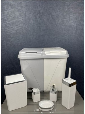 UltraMint 6 Parça Çamaşır Sepeti ve Banyo Seti, Şık ve Fonksiyonel Tasarım