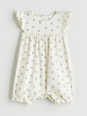 Lc Waikiki Yeni Sezon Bisiklet Yaka Kısa Kollu Çiçekli Kız Bebek Tulum