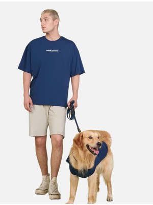 Braventa Collection Salya Store Sahip ve Köpek Kombini Trouble Maker Lacivert T-Shirt -%100 Pamuk, Rahat ve Şık Tasarım,