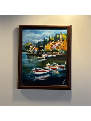 Atölye Sonart Sahil Kasabası -Yağlı Boya Tablo