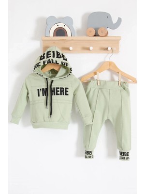 Veralya I'm Here Desenli 2'li % 100 Pamuk Erkek Bebek Takımı