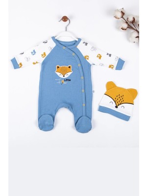 Veralya Little Fox Desenli % 100 Pamuk Erkek Bebek Tulumu