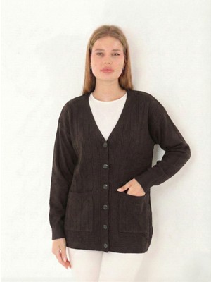 Lanze Anne Düğmeli Dolu Örgü Triko Hırka 04