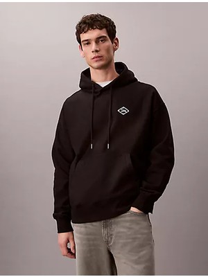 Calvin Klein Erkek Regular Fit Kapüşonlu Yaka Uzun Kollu Siyah Sweatshirt LV14RE202G-UB1
