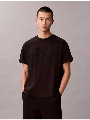 Calvin Klein Erkek Kısa Kol Bisiklet Yaka Ck Yazı Detay Reqular Fit Siyah T-Shirt LV04LE200G-UB1