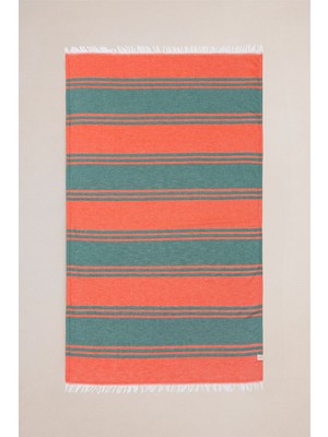 Barine Vibrant Parlak Çizgili Renkli Peştemal Kırmızı, Charm Hediyeli