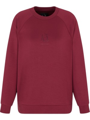Armani Exchange Kadın Regular Fit Bisiklet Yaka Uzun Kol Pamuklu Bordo Sweatshirt XW000826 AF13397-UA343