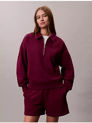 Calvin Klein Kadın Regular Fit Polo Yaka Uzun Kollu Mor Sweatshirt LV047E235G-2E5