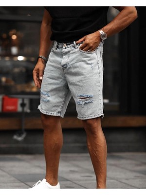 Başak Collection Erkek Kar Yıkama Yırtık Detaylı Şort